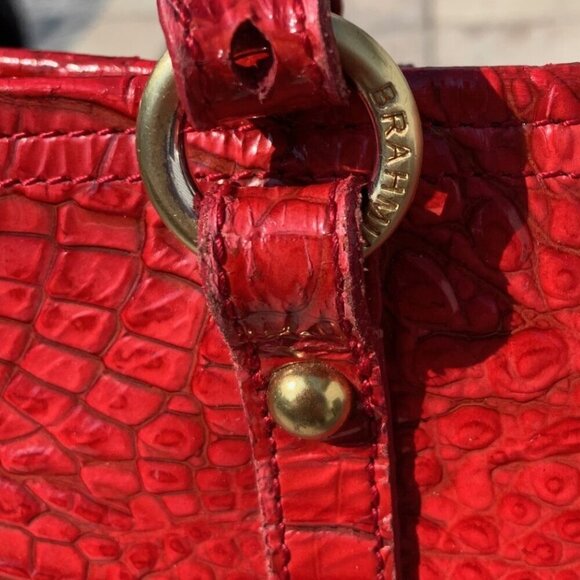 Brahmin Medium Cherry Red Croc Embossed Asher Tote - Picture 8 of 16